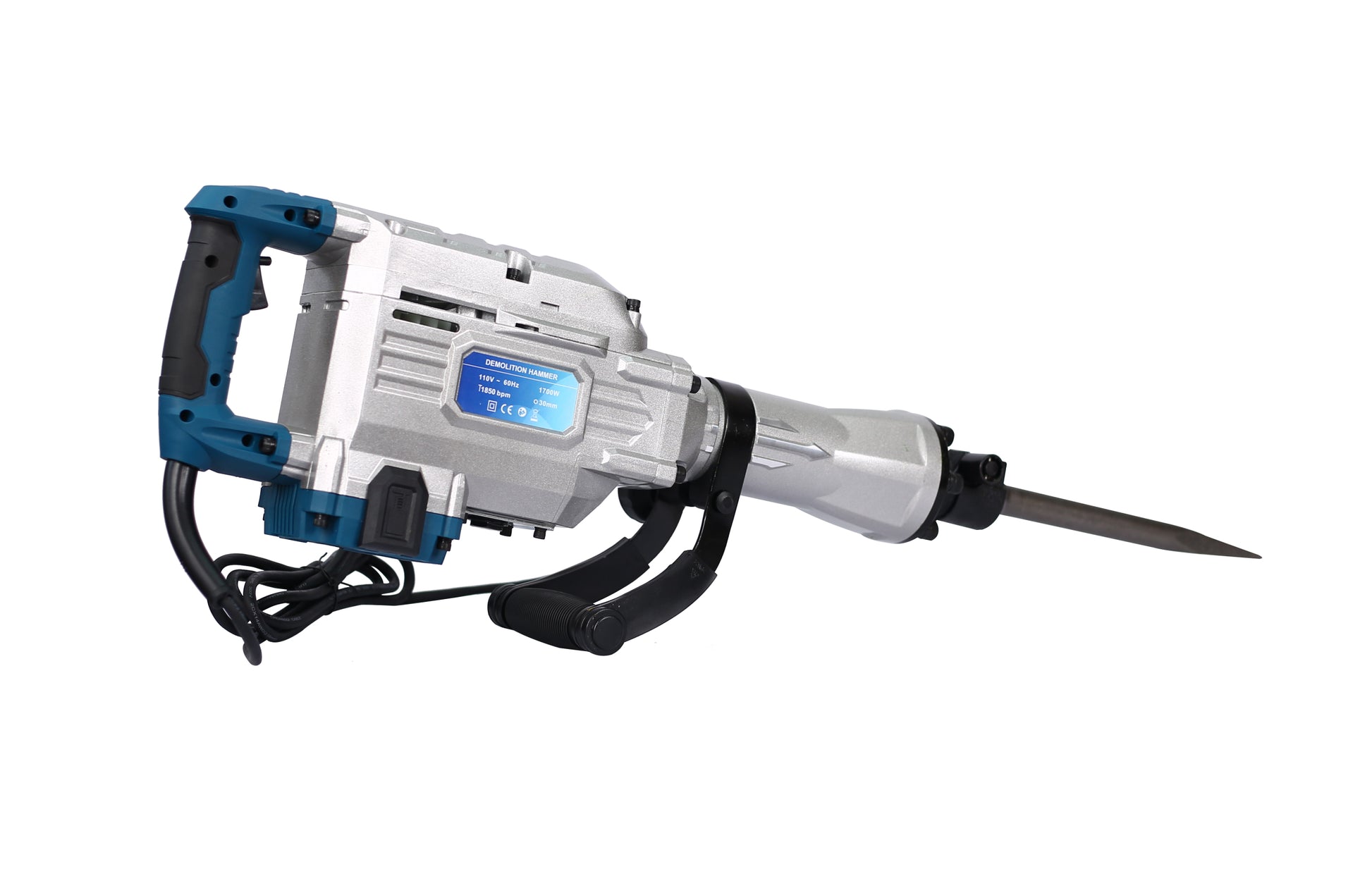 1700W 1850 Bpm Electric Demolition Jack Hammer 1 1 8 Inch Sds Hex Heavy Duty Concrete Pavement Breaker Drills Kit Silver Aluminium