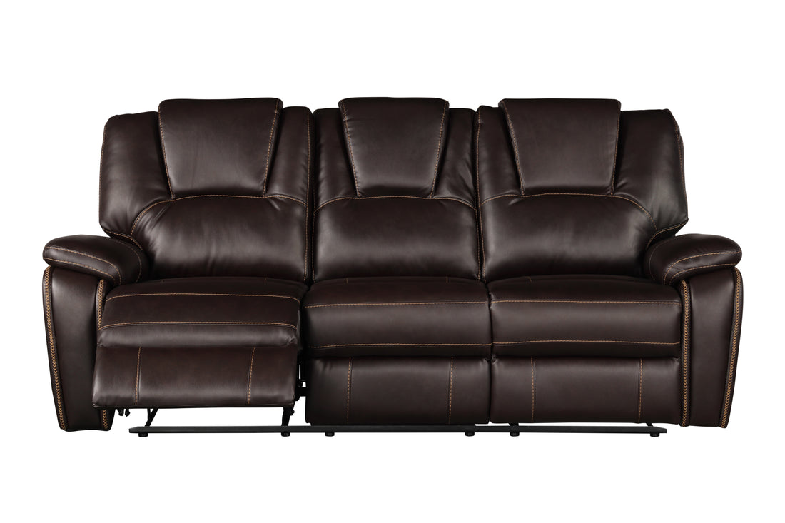 Hong Kong 3 Piece Power Reclining Sofa Set Made With Faux Leather In Brown Brown Faux Leather Metal Primary Living Space Medium Soft Contemporary,Modern Solid Wood Mdf Faux Leather 6 Seat