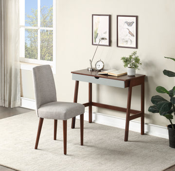 Hilton Desk In Espresso & Gray Espresso Solid Wood