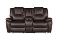 Hong Kong Power Reclining Loveseat Made With Faux Leather In Brown Brown Faux Leather Wood Primary Living Space Medium Soft Cushion Back Modern Solid Wood Mdf Wood