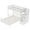 Twin Over Full Loft Bed With Staircase,White Old Sku:Sm000107Aak White Pine