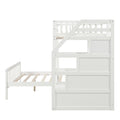 Twin Over Full Loft Bed With Staircase,White Old Sku:Sm000107Aak White Pine