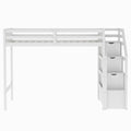 Twin Over Full Loft Bed With Staircase,White Old Sku:Sm000107Aak White Pine