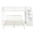 Twin Over Full Loft Bed With Staircase,White Old Sku:Sm000107Aak White Pine