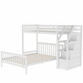 Twin Over Full Loft Bed With Staircase,White Old Sku:Sm000107Aak White Pine