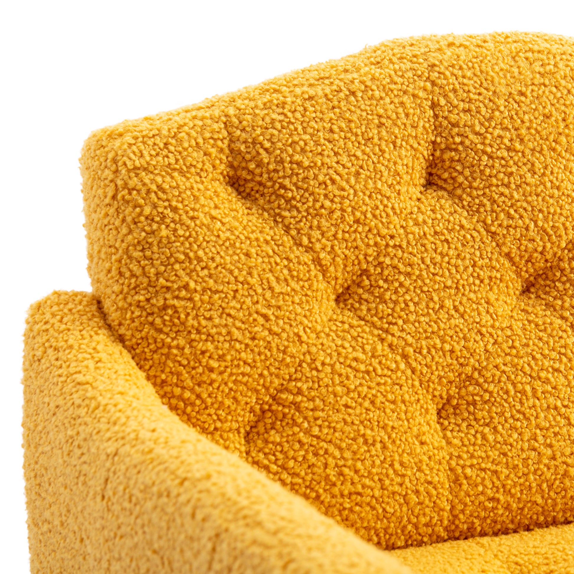 Coolmore Modern Accent Chair With Arms, Tufted Decorative Fabric Armchair With Gold Metal Legs, Upholstered Reading Chair For Living Room Bedroom Office Mustard Teddy Mustard Teddy Foam Metal
