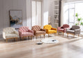 Coolmore Modern Accent Chair With Arms, Tufted Decorative Fabric Armchair With Gold Metal Legs, Upholstered Reading Chair For Living Room Bedroom Office Mustard Teddy Mustard Teddy Foam Metal