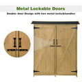 Outdoor 5.3Ft Hx4.6Ft L Wood Storage Shed Tool Organizer,Garden Shed, Storage Cabinet With Waterproof Asphalt Roof, Double Lockable Doors, 3 Tier Shelves For Backyard, Natural Natural Water Resistant Frame Garden & Outdoor Casual Wood Solid Wood