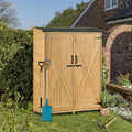 Outdoor 5.3Ft Hx4.6Ft L Wood Storage Shed Tool Organizer,Garden Shed, Storage Cabinet With Waterproof Asphalt Roof, Double Lockable Doors, 3 Tier Shelves For Backyard, Natural Natural Water Resistant Frame Garden & Outdoor Casual Wood Solid Wood