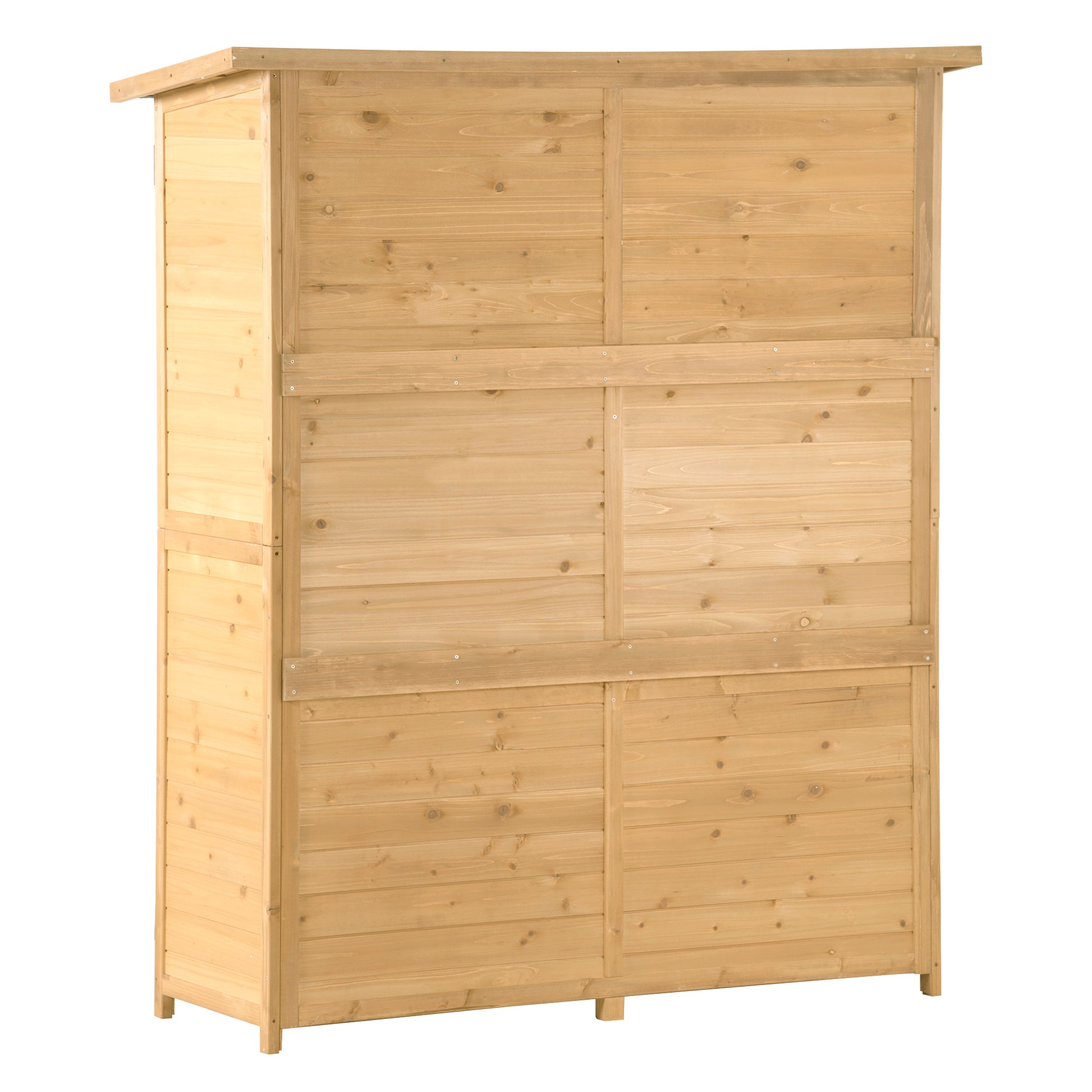 Outdoor 5.3Ft Hx4.6Ft L Wood Storage Shed Tool Organizer,Garden Shed, Storage Cabinet With Waterproof Asphalt Roof, Double Lockable Doors, 3 Tier Shelves For Backyard, Natural Natural Water Resistant Frame Garden & Outdoor Casual Wood Solid Wood