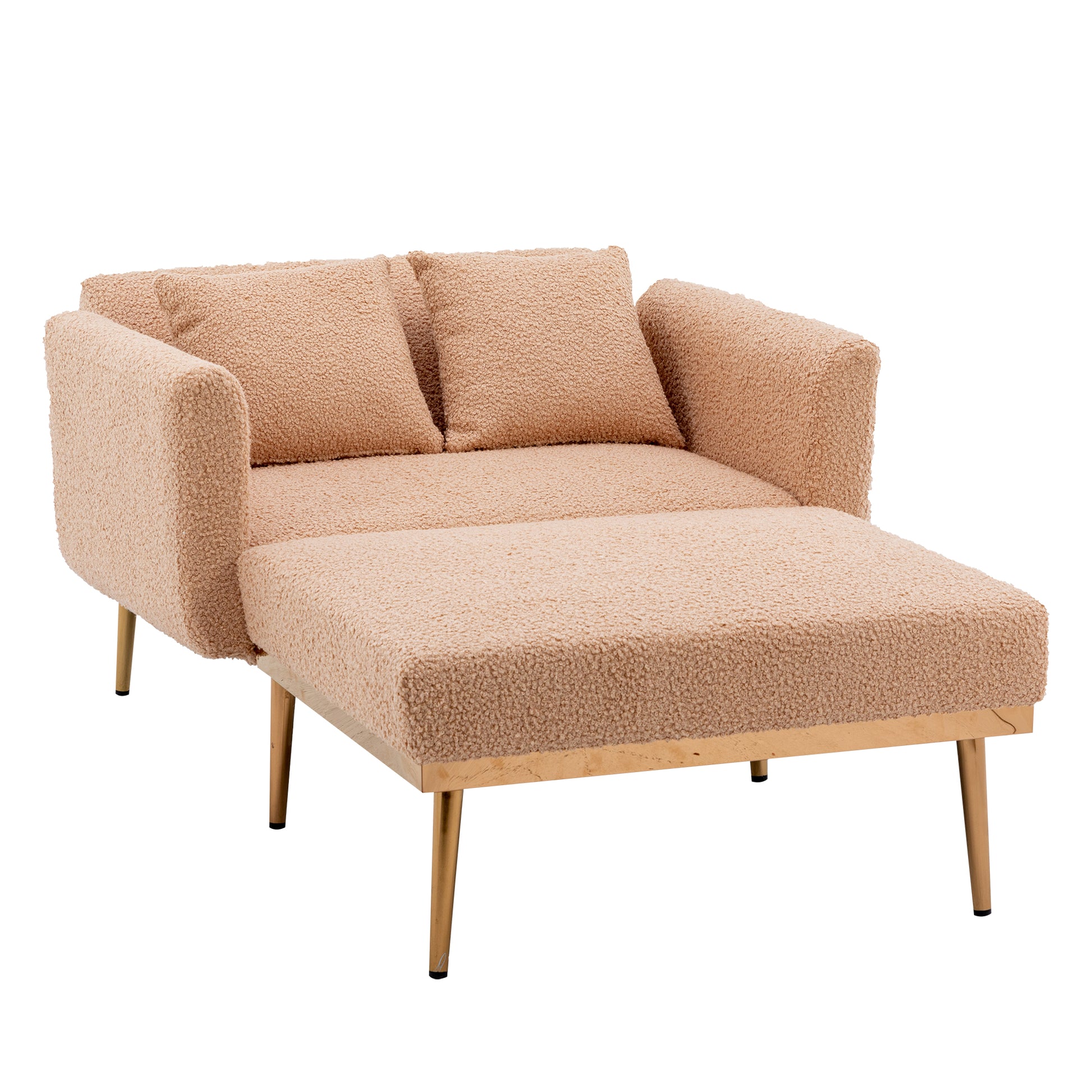 Coolmore Fashionable And Classic Style Chaise Lounge Chair Accent Chair For Living Room, Bedroom Camel Teddy Camel Teddy Foam Teddy
