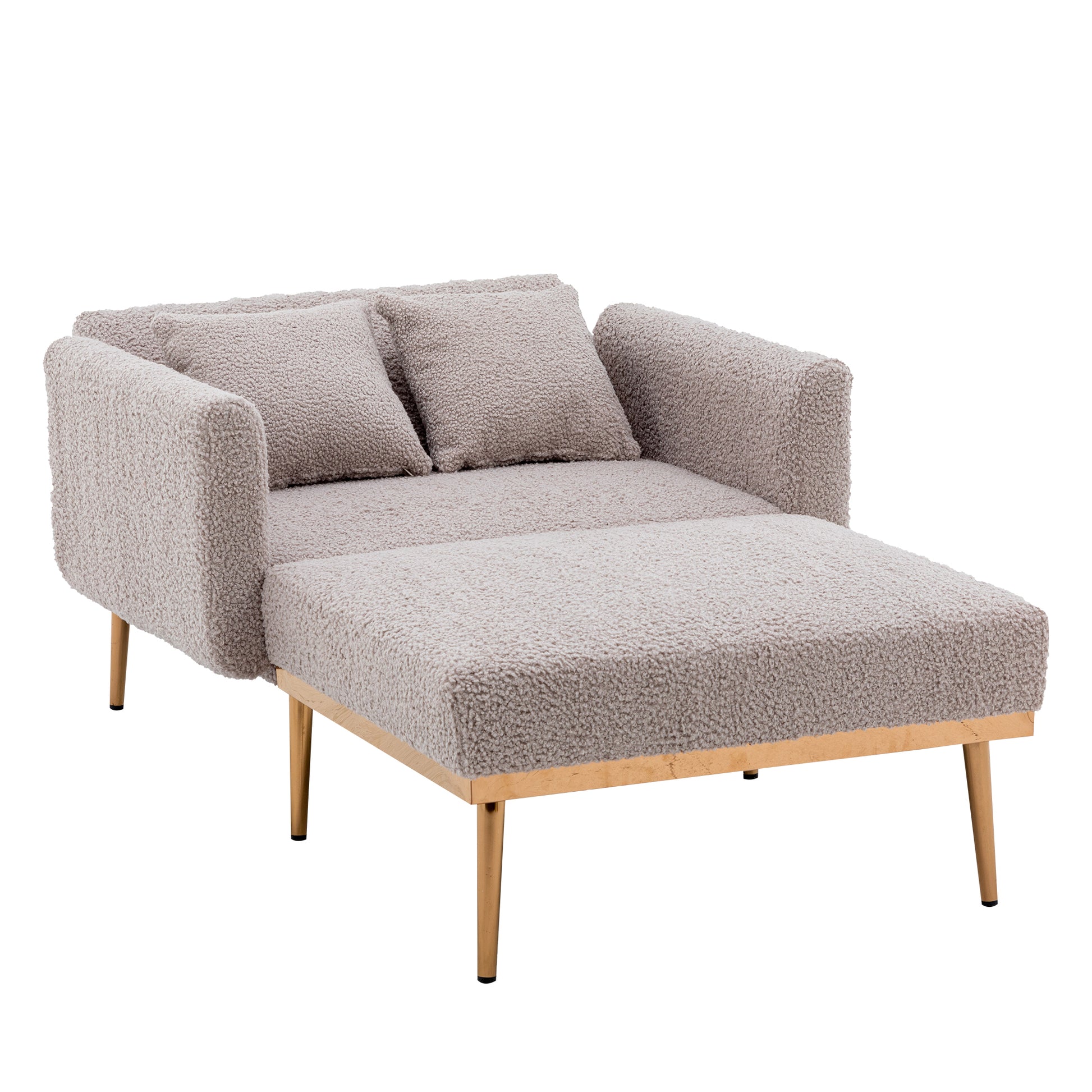 Coolmore Fashionable And Classic Style Chaise Lounge Chair Accent Chair For Living Room, Bedroom Grey Teddy Grey Teddy Foam Teddy