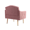 Coolmore Modern Accent Chair With Arms, Tufted Decorative Fabric Armchair With Gold Metal Legs, Upholstered Reading Chair For Living Room Bedroom Office Brush Pink Teddy Brush Pink Teddy Foam Teddy