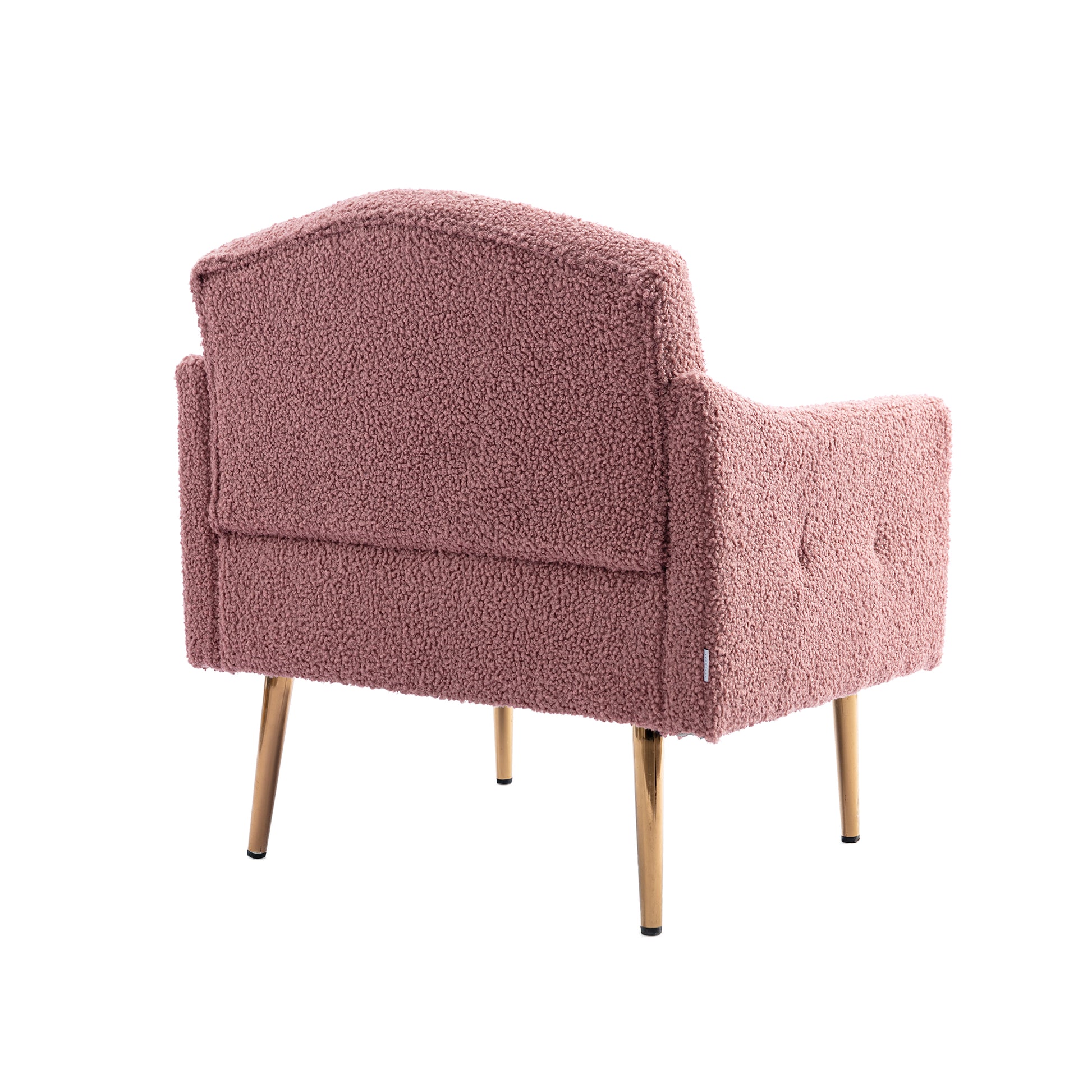 Coolmore Modern Accent Chair With Arms, Tufted Decorative Fabric Armchair With Gold Metal Legs, Upholstered Reading Chair For Living Room Bedroom Office Brush Pink Teddy Brush Pink Teddy Foam Teddy