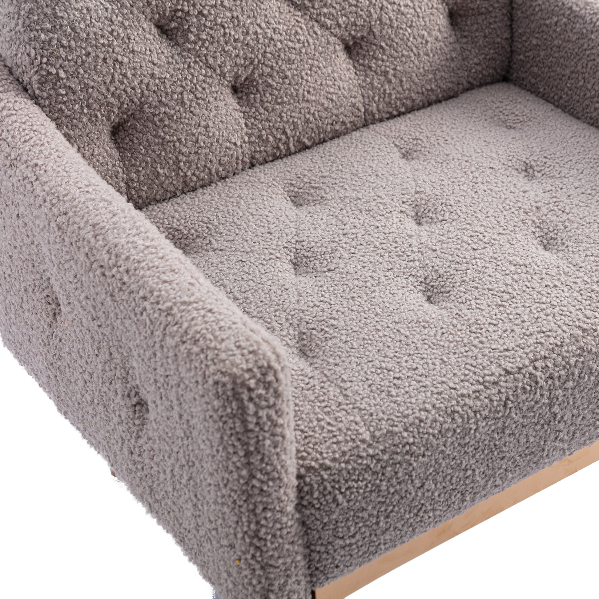 Coolmore Modern Accent Chair With Arms, Tufted Decorative Fabric Armchair With Gold Metal Legs, Upholstered Reading Chair For Living Room Bedroom Office Grey Teddy Grey Teddy Foam Metal