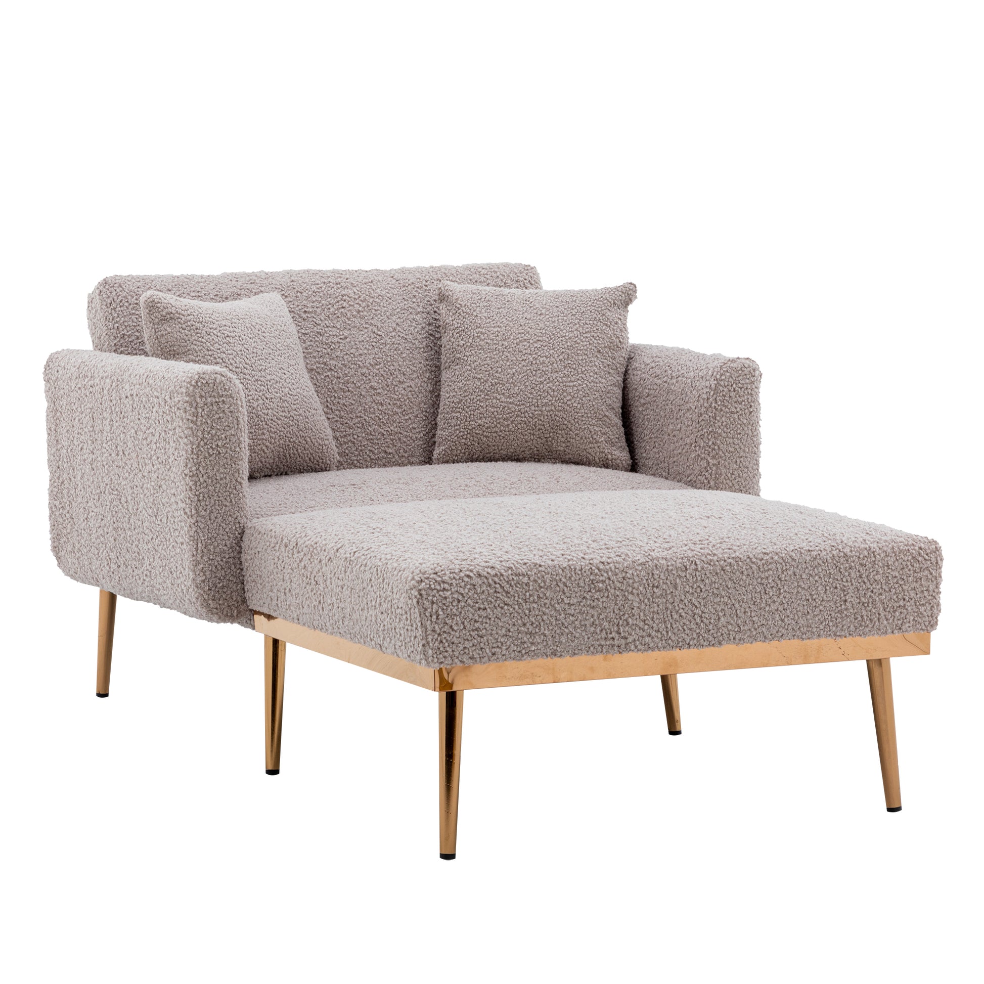 Coolmore Fashionable And Classic Style Chaise Lounge Chair Accent Chair For Living Room, Bedroom Grey Teddy Grey Teddy Foam Teddy