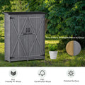 Outdoor 5.3Ft Hx4.6Ft L Wood Storage Shed Tool Organizer,Garden Shed, Storage Cabinet With Waterproof Asphalt Roof, Double Lockable Doors, 3 Tier Shelves For Backyard, Gray Gray Water Resistant Frame Garden & Outdoor Casual Wood Solid Wood