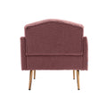 Coolmore Modern Accent Chair With Arms, Tufted Decorative Fabric Armchair With Gold Metal Legs, Upholstered Reading Chair For Living Room Bedroom Office Brush Pink Teddy Brush Pink Teddy Foam Teddy