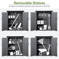 Outdoor 5.3Ft Hx4.6Ft L Wood Storage Shed Tool Organizer,Garden Shed, Storage Cabinet With Waterproof Asphalt Roof, Double Lockable Doors, 3 Tier Shelves For Backyard, Gray Gray Water Resistant Frame Garden & Outdoor Casual Wood Solid Wood