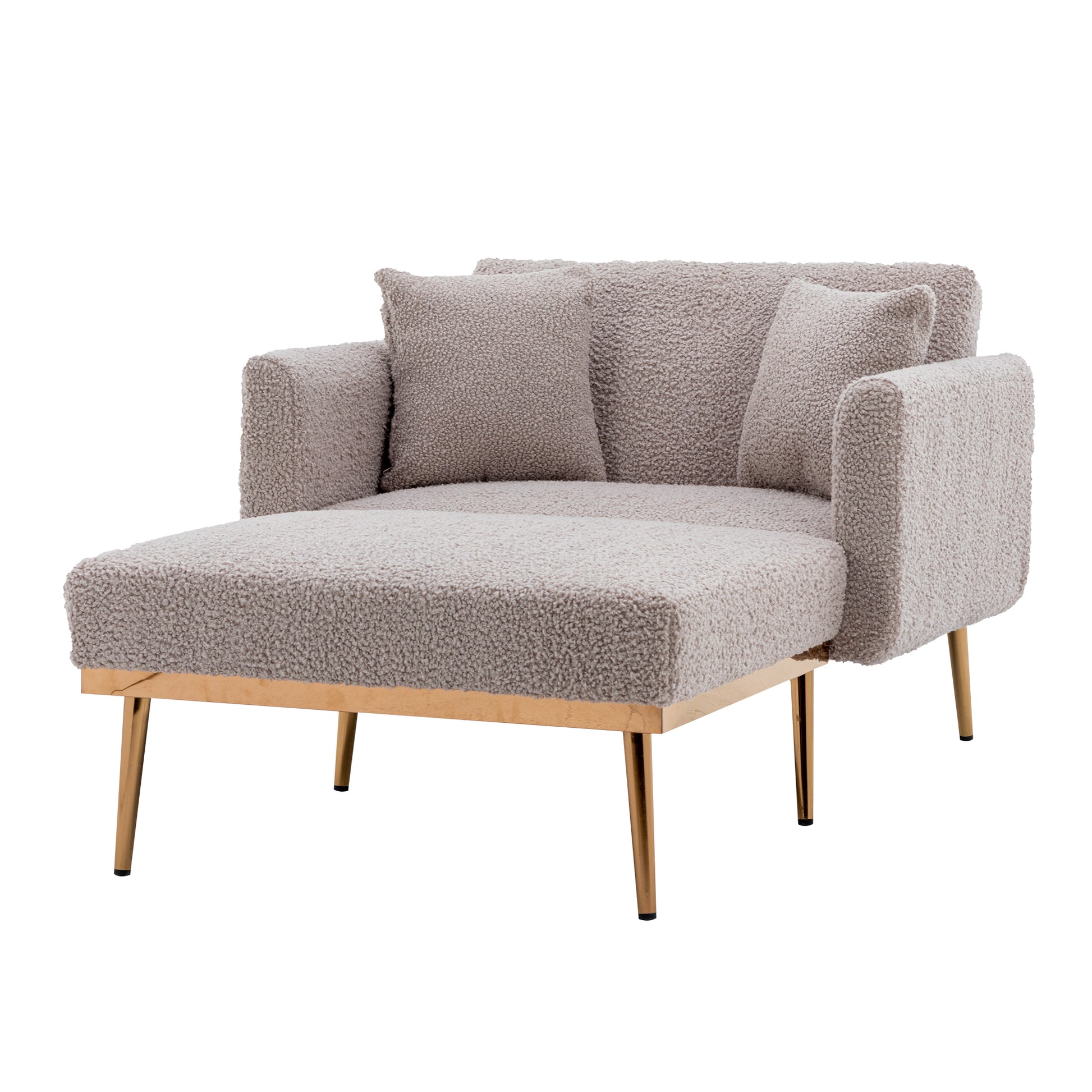 Coolmore Fashionable And Classic Style Chaise Lounge Chair Accent Chair For Living Room, Bedroom Grey Teddy Grey Teddy Foam Teddy