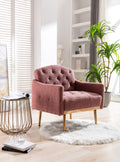 Coolmore Modern Accent Chair With Arms, Tufted Decorative Fabric Armchair With Gold Metal Legs, Upholstered Reading Chair For Living Room Bedroom Office Brush Pink Teddy Brush Pink Teddy Foam Teddy
