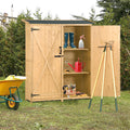 Outdoor 5.3Ft Hx4.6Ft L Wood Storage Shed Tool Organizer,Garden Shed, Storage Cabinet With Waterproof Asphalt Roof, Double Lockable Doors, 3 Tier Shelves For Backyard, Natural Natural Water Resistant Frame Garden & Outdoor Casual Wood Solid Wood