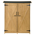 Outdoor 5.3Ft Hx4.6Ft L Wood Storage Shed Tool Organizer,Garden Shed, Storage Cabinet With Waterproof Asphalt Roof, Double Lockable Doors, 3 Tier Shelves For Backyard, Natural Natural Water Resistant Frame Garden & Outdoor Casual Wood Solid Wood