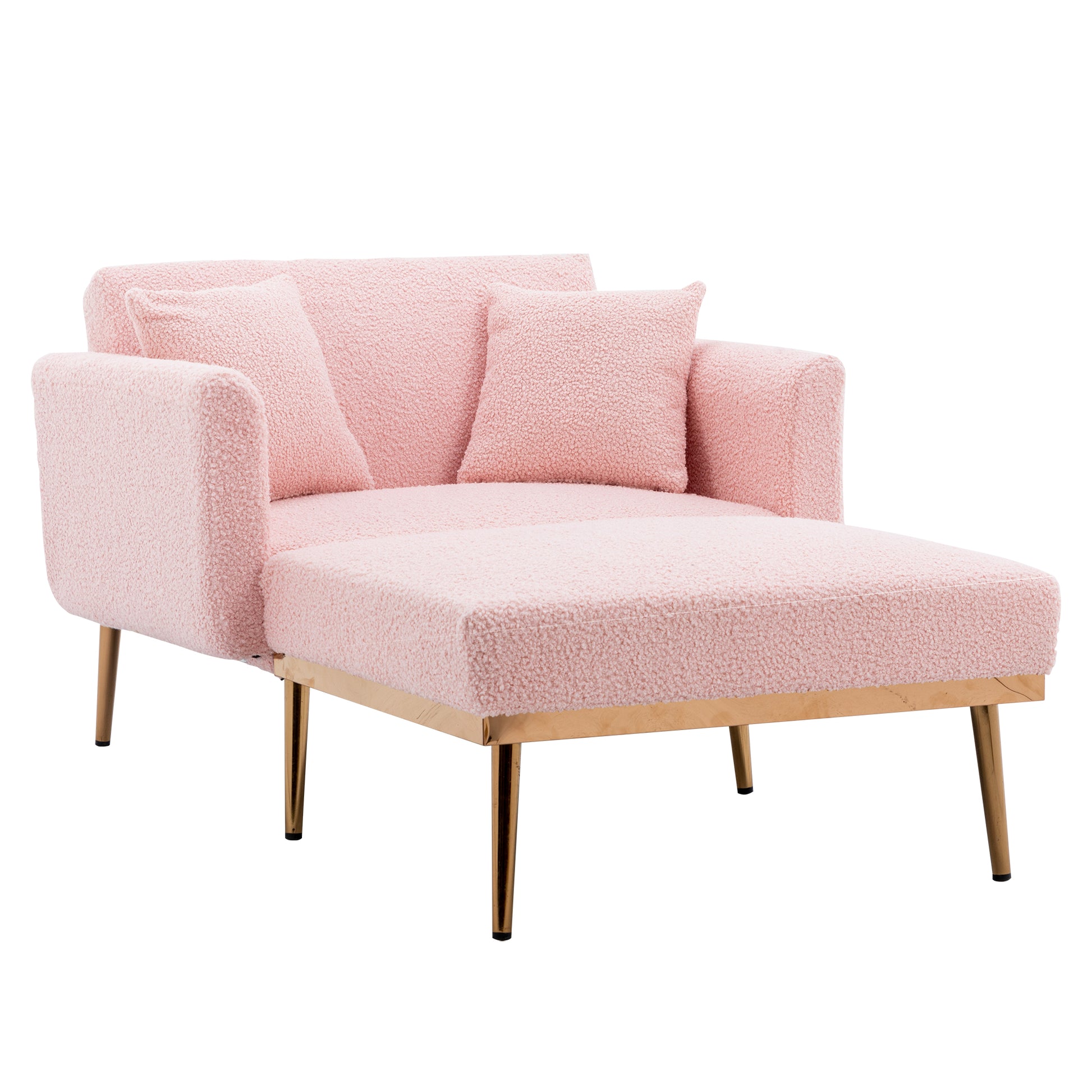 Coolmore Fashionable And Classic Style Chaise Lounge Chair Accent Chair For Living Room, Bedroom Teddy Pink Pink Teddy Foam Teddy