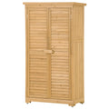Wooden Garden Shed 3 Tier Patio Storage Cabinet Outdoor Organizer Wooden Lockers With Fir Wood Natural Wood Color Shutter Design Natural Water Resistant Frame Garden & Outdoor Casual Wood Solid Wood
