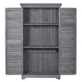 Wooden Garden Shed 3 Tier Patio Storage Cabinet Outdoor Organizer Wooden Lockers With Fir Wood Gray Wood Color Shutter Design Gray Water Resistant Frame Garden & Outdoor Casual Wood Solid Wood