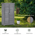 Wooden Garden Shed 3 Tier Patio Storage Cabinet Outdoor Organizer Wooden Lockers With Fir Wood Gray Wood Color Shutter Design Gray Water Resistant Frame Garden & Outdoor Casual Wood Solid Wood