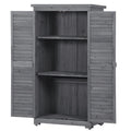 Wooden Garden Shed 3 Tier Patio Storage Cabinet Outdoor Organizer Wooden Lockers With Fir Wood Gray Wood Color Shutter Design Gray Water Resistant Frame Garden & Outdoor Casual Wood Solid Wood