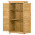 Wooden Garden Shed 3 Tier Patio Storage Cabinet Outdoor Organizer Wooden Lockers With Fir Wood Natural Wood Color Shutter Design Natural Water Resistant Frame Garden & Outdoor Casual Wood Solid Wood
