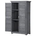 Wooden Garden Shed 3 Tier Patio Storage Cabinet Outdoor Organizer Wooden Lockers With Fir Wood Gray Wood Color Shutter Design Gray Water Resistant Frame Garden & Outdoor Casual Wood Solid Wood