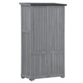 Wooden Garden Shed 3 Tier Patio Storage Cabinet Outdoor Organizer Wooden Lockers With Fir Wood Gray Wood Color Shutter Design Gray Water Resistant Frame Garden & Outdoor Casual Wood Solid Wood