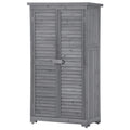 Wooden Garden Shed 3 Tier Patio Storage Cabinet Outdoor Organizer Wooden Lockers With Fir Wood Gray Wood Color Shutter Design Gray Water Resistant Frame Garden & Outdoor Casual Wood Solid Wood