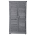 Wooden Garden Shed 3 Tier Patio Storage Cabinet Outdoor Organizer Wooden Lockers With Fir Wood Gray Wood Color Shutter Design Gray Water Resistant Frame Garden & Outdoor Casual Wood Solid Wood