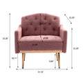 Coolmore Modern Accent Chair With Arms, Tufted Decorative Fabric Armchair With Gold Metal Legs, Upholstered Reading Chair For Living Room Bedroom Office Brush Pink Teddy Brush Pink Teddy Foam Teddy