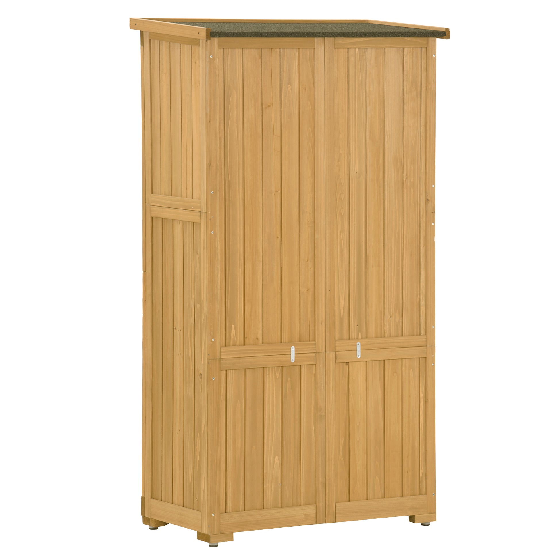 Wooden Garden Shed 3 Tier Patio Storage Cabinet Outdoor Organizer Wooden Lockers With Fir Wood Natural Wood Color Shutter Design Natural Water Resistant Frame Garden & Outdoor Casual Wood Solid Wood