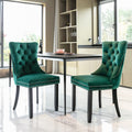Nikki Collection Modern, High End Tufted Solid Wood Contemporary Velvet Upholstered Dining Chair With Wood Legs Trim 2 Pcs Set,Green, Sw2001Gn Green Dining Room American Design Rubberwood Foam Velvet