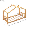 Twin Size House Platform Bed With Headboard And Footboard,Roof Design,Natural Natural Pine