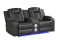 Benz Led & Power Recliner 2 Pc Made With Faux Leather In Gray Grey Faux Leather Metal Primary Living Space Medium Soft Cushion Back Contemporary,Modern Rolled Arms Solid Wood Mdf Faux Leather 5 Seat