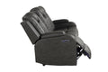 Benz Led & Power Recliner 2 Pc Made With Faux Leather In Gray Grey Faux Leather Metal Primary Living Space Medium Soft Cushion Back Contemporary,Modern Rolled Arms Solid Wood Mdf Faux Leather 5 Seat