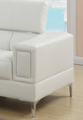 White Faux Leather Living Room 2Pc Sofa Set Sofa And Loveseat Furniture Couch Unique Design Metal Legs Adjustable Headrest White Faux Leather Wood Primary Living Space Tufted Back Classic,Contemporary Pine Square Arms Plywood 5 Seat