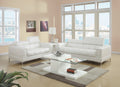 White Faux Leather Living Room 2Pc Sofa Set Sofa And Loveseat Furniture Couch Unique Design Metal Legs Adjustable Headrest White Faux Leather Wood Primary Living Space Tufted Back Classic,Contemporary Pine Square Arms Plywood 5 Seat