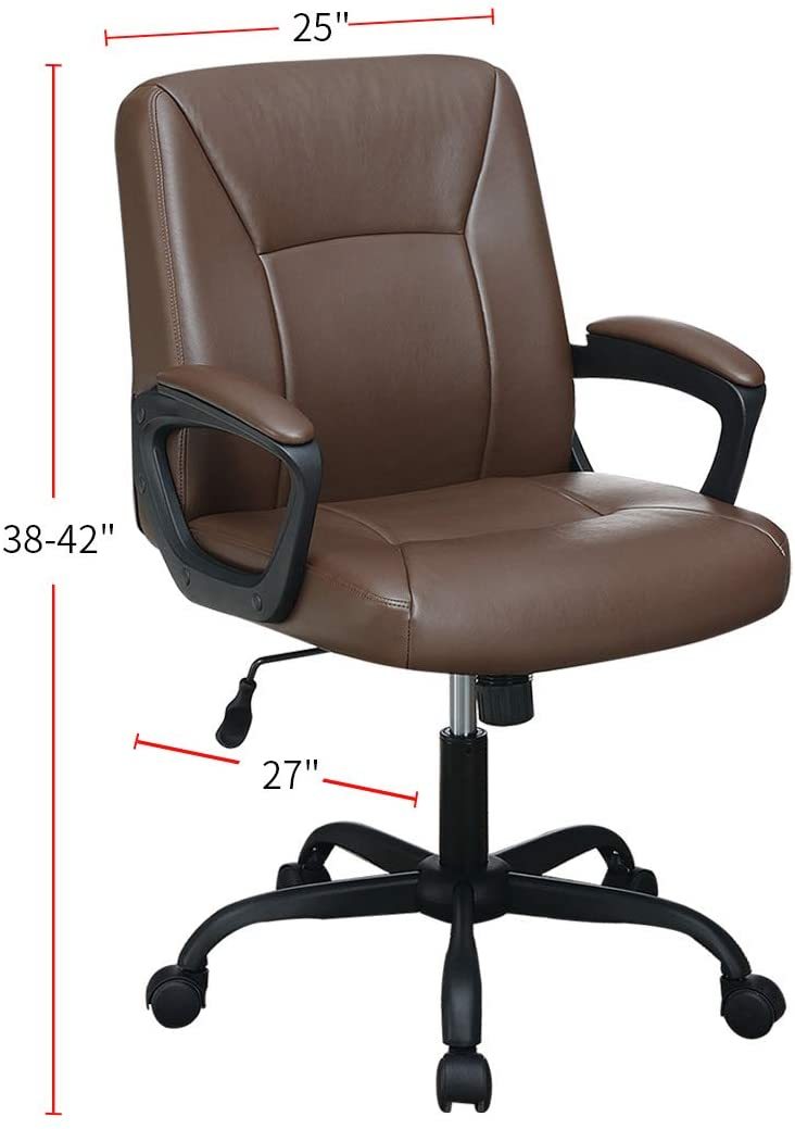 Relax Cushioned Office Chair 1Pc Brown Color Upholstered Seat Back Adjustable Chair Comfort Brown Office Contemporary Office Chairs Solid Back Adjustable Height Fabric