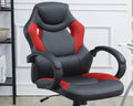 Office Chair Upholstered 1Pc Cushioned Comfort Chair Relax Gaming Office Work Black And Red Color Black Office Contemporary,Mid Century Modern,Modern Office Chairs Solid Back Adjustable Height Fabric