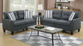 Living Room Furniture 2Pc Sofa Set Sofa And Loveseat Charcoal Glossy Polyfiber Plywood Solid Pine Charcoal Grey Wood Primary Living Space Tufted Back Modern,Transitional Pine Flared Arms Plywood 5 Seat