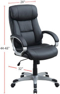 Classic 1Pc Office Chair Black Color Cushioned Headrest Adjustable Work Silver Armrest Black Office Contemporary,Modern Office Chairs Solid Back Adjustable Height Fabric