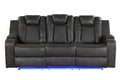 Benz Led & Power Recliner 2 Pc Made With Faux Leather In Gray Grey Faux Leather Metal Primary Living Space Medium Soft Cushion Back Contemporary,Modern Rolled Arms Solid Wood Mdf Faux Leather 5 Seat